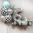 Букет шаров для мальчика на 6 лет, гоночная машина