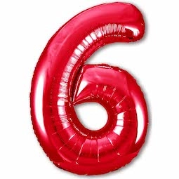 Шар цифра 6, красный