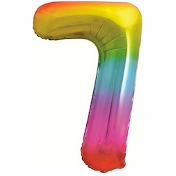 Фольгированный шар цифра 7, Яркая радуга