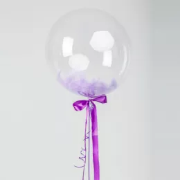 Шар Bubble с сиреневыми перьями