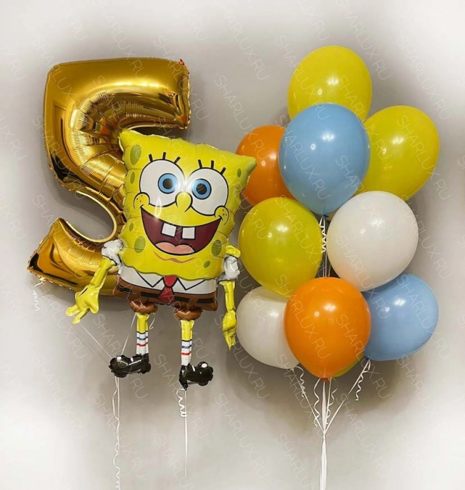 Композиция шаров "Губка Боб" на 5 лет