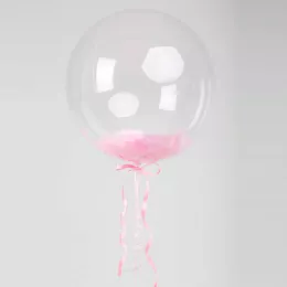 Шар Bubble с розовыми перьями