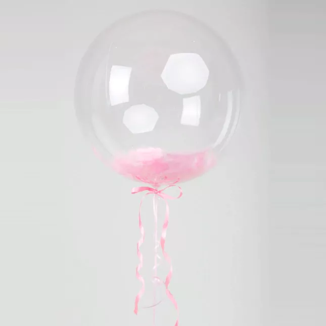 Шар Bubble с розовыми перьями