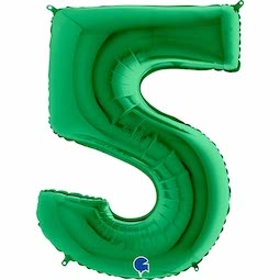 Фольгированный шар цифра 5, Зелёный