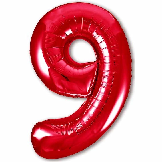 Шар цифра 9, красный