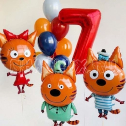 Композиция шаров на 7 лет, Котики