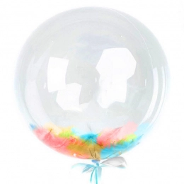 Шар сфера 3D Bubble с перьями ассорти