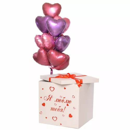 Коробка с шарами розовая
