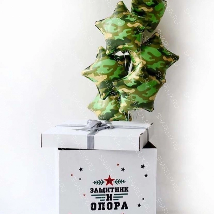 Коробка с шарами на 23 февраля