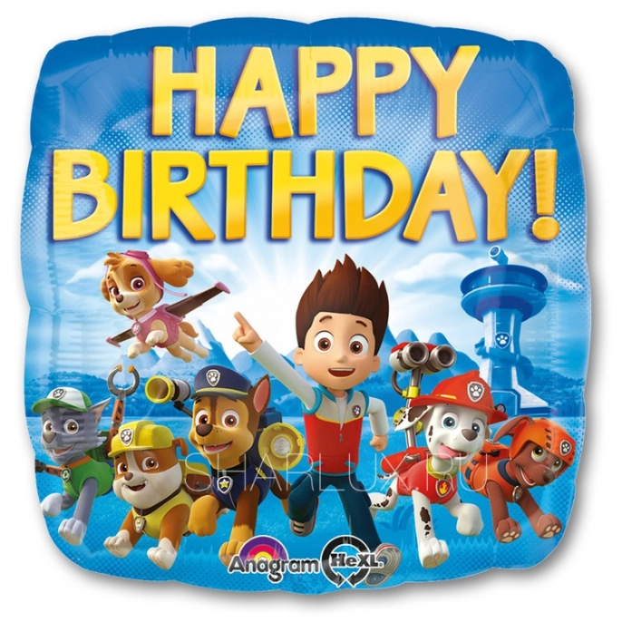 Шар квадрат, Щенячий Патруль, Happy Birthday